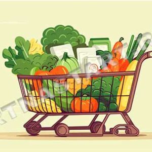 Продуктовая корзина — Векторные иллюстрации